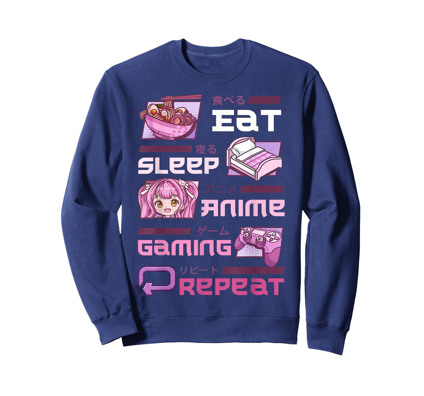 Gamer Gaming Video Games Funny Eat Sleep Anime Gaming Repeat T-Shirt