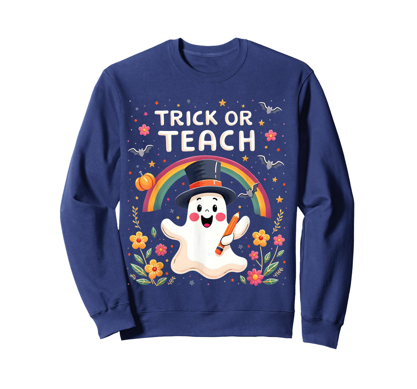 Trick Or Teach Cute Halloween Ghost Theme T-Shirt