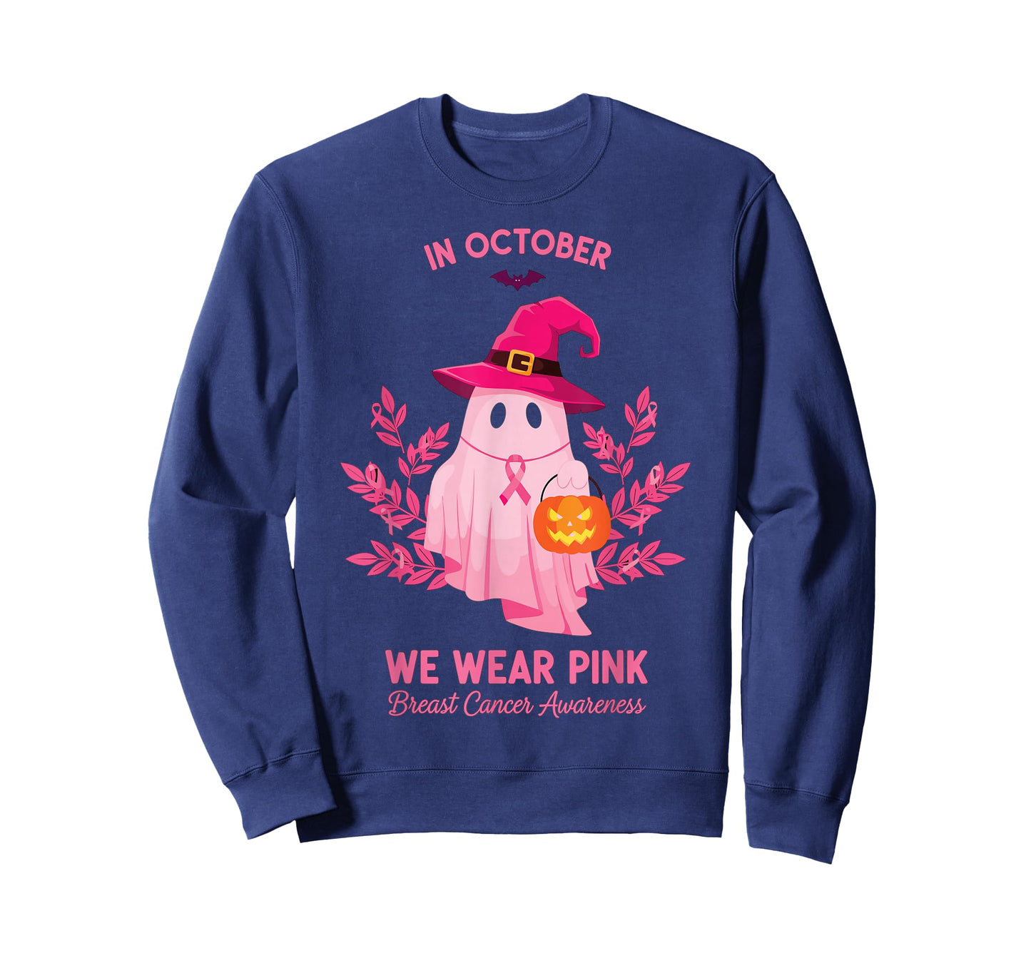 Halloween Pink Ghost We Wear Pink October Support T-Shirt