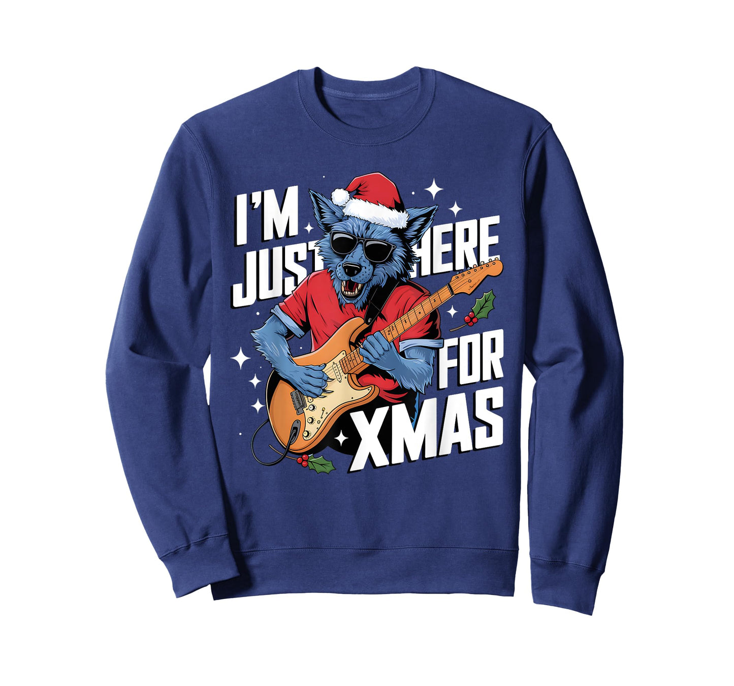 I’m Just Here For Xmas Werewolf Play Guitar Cookies and Chao T-Shirt