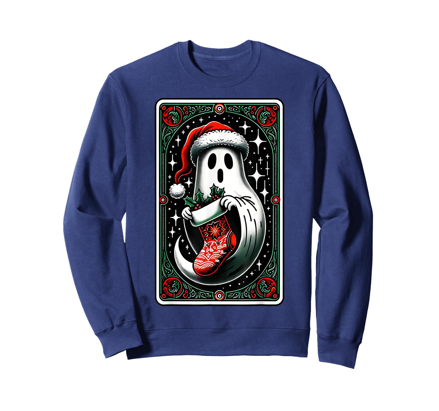 Spooky Ghost Christmas Stocking Tarot Card Witch Vibes T-Shirt