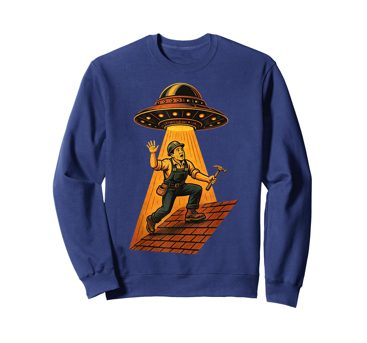 Funny Alien UFO Abduction Roofer Retro Roofing T-Shirt