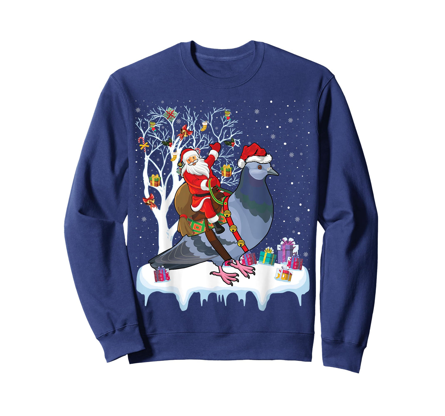 Pigeon Bird Lover Xmas Gift Santa Riding Pigeon Christmas T-Shirt
