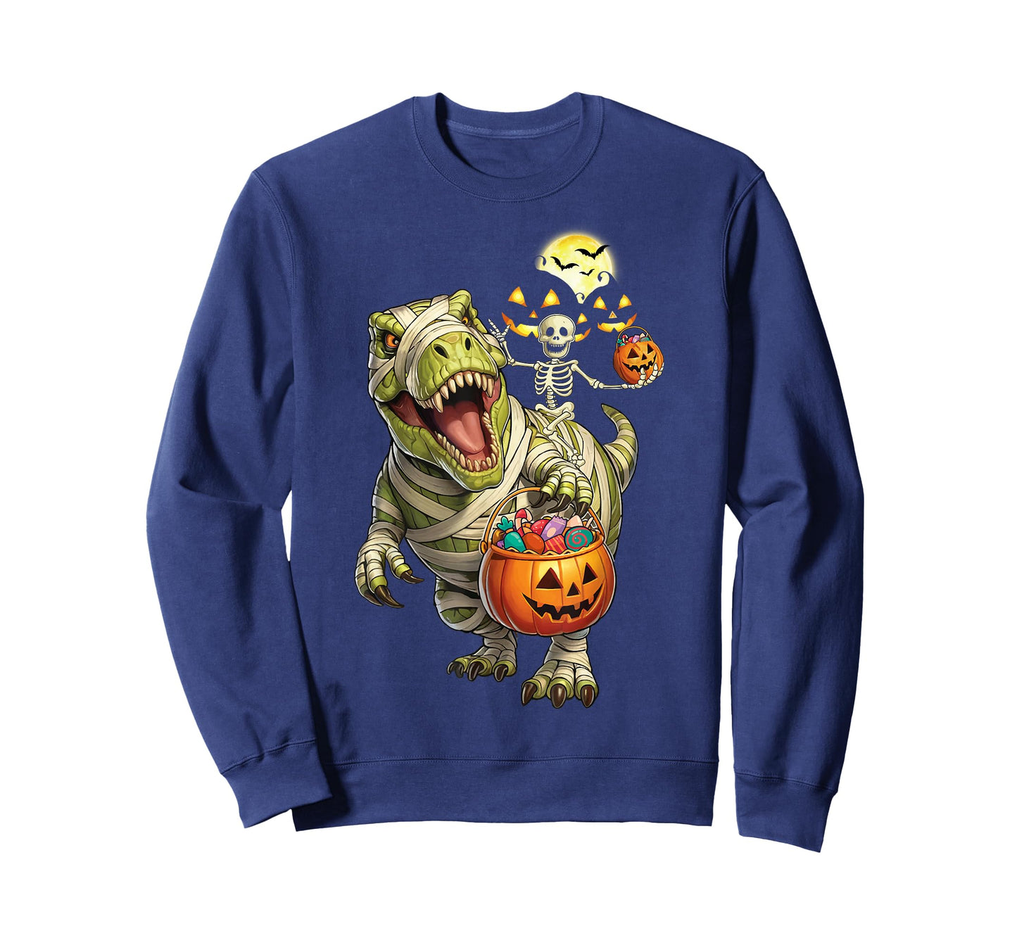 T-Rex Halloween Scary Ghost Skeleton Riding Mummy Dinosaur T-Shirt