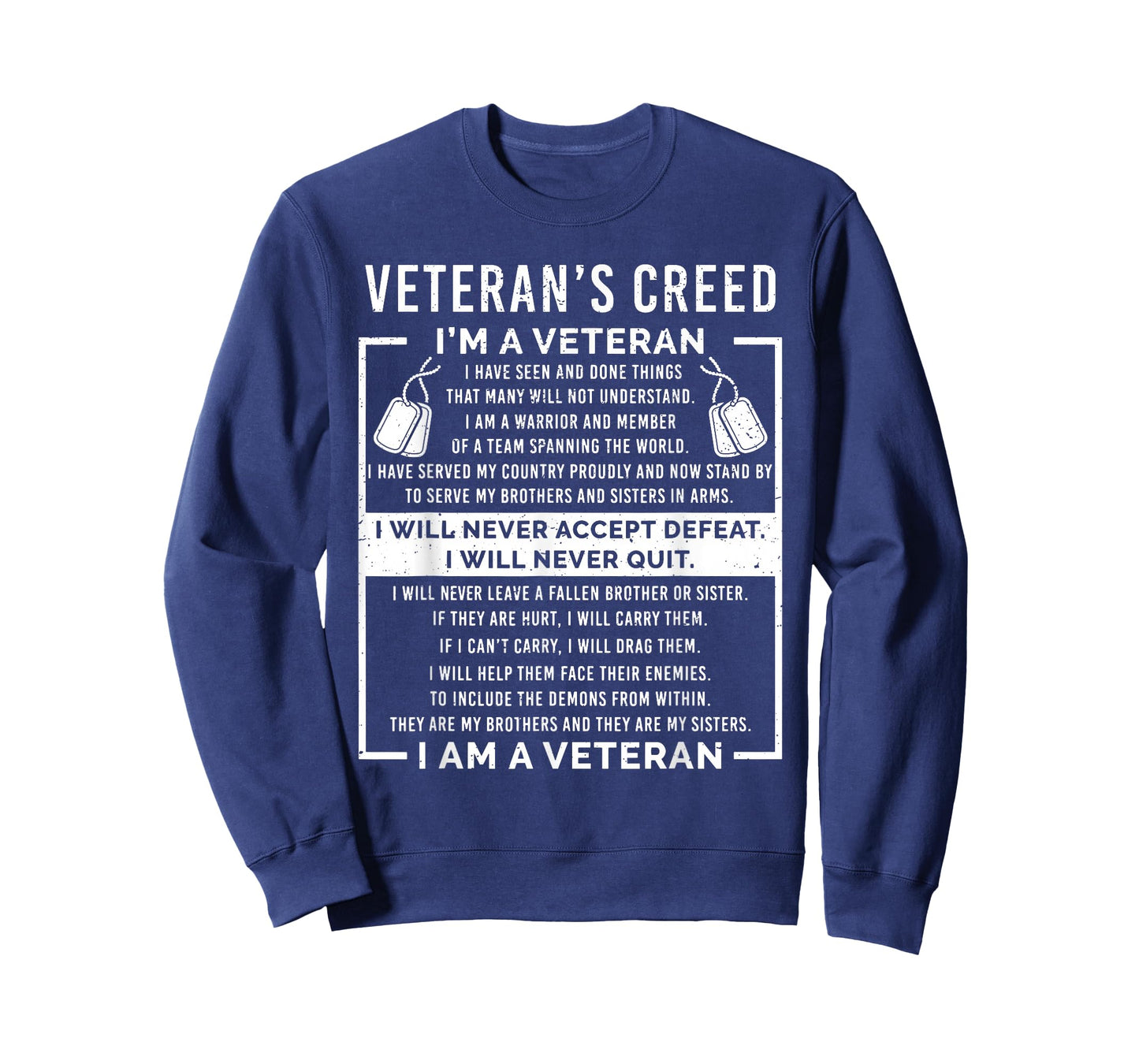 Veteran's Creed Patriot War USA Oath Grandpa T-Shirt Small
