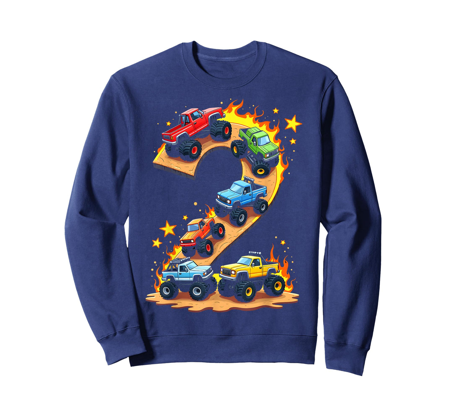 2 Year Old Monster Truck Boy Toddler 2nd Birthday Party T-Shirt