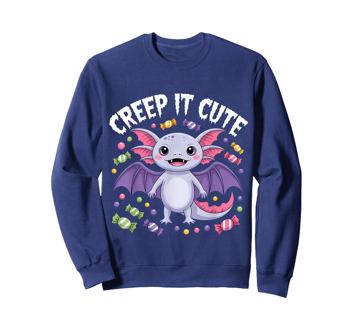 Creep It Cute Halloween Axolotl Monster Candy Design T-Shirt