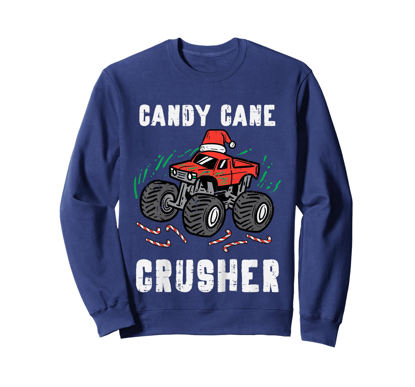 Kids Christmas Monster Truck Candy Cane Crusher Xmas Boys Kids T-Shirt