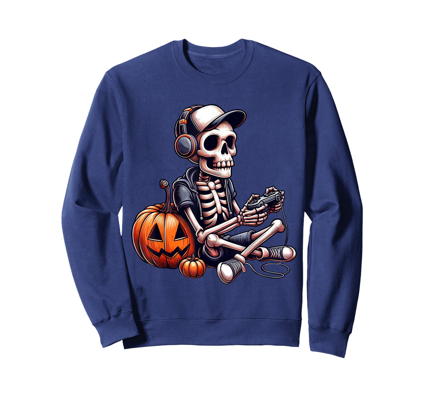 Funny Skeleton Playing Video Game Halloween Shirt Boys Gamer T-Shirt