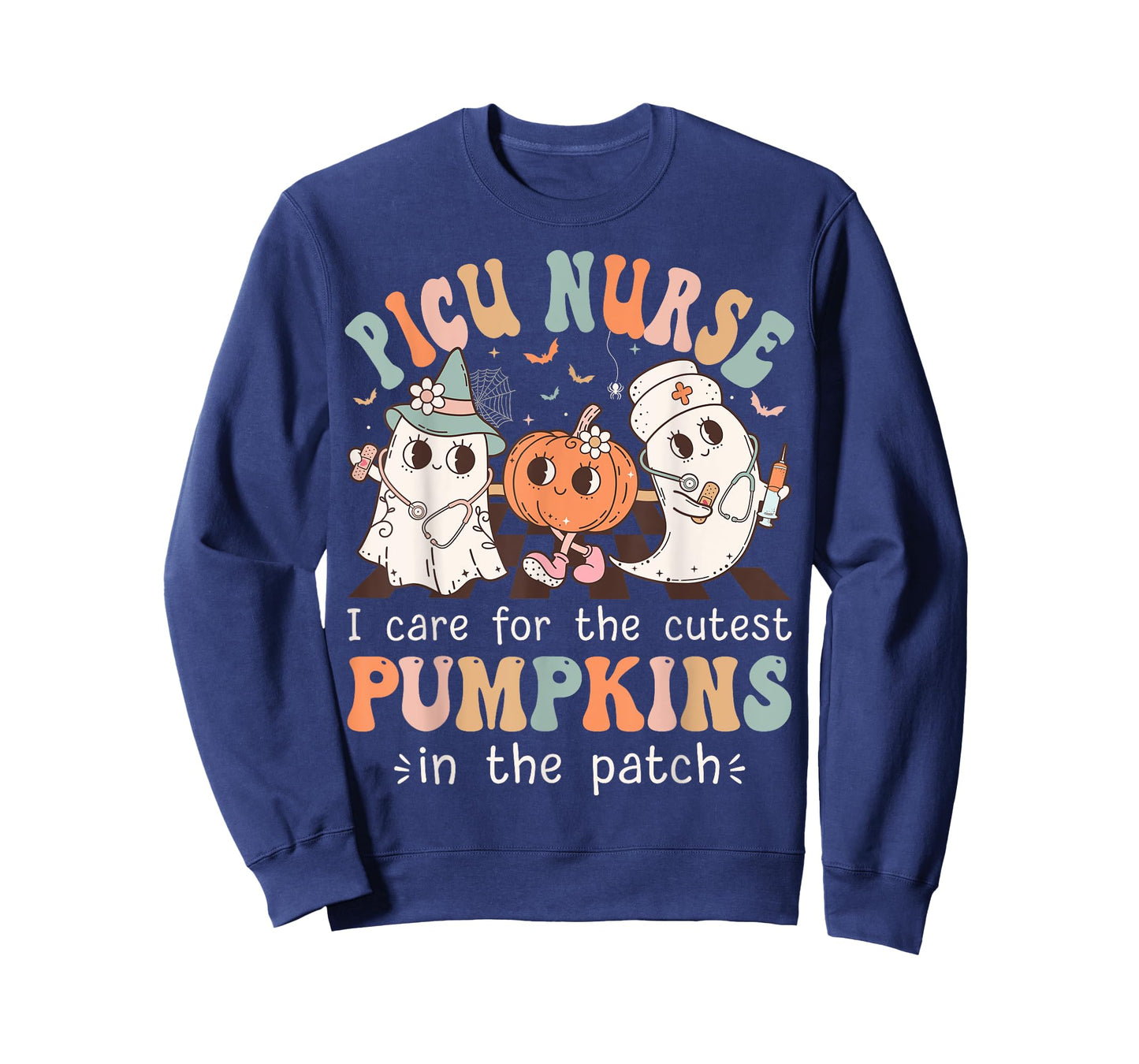 Groovy PICU Nurse Halloween Costume Ghost Peds Nurse T-Shirt