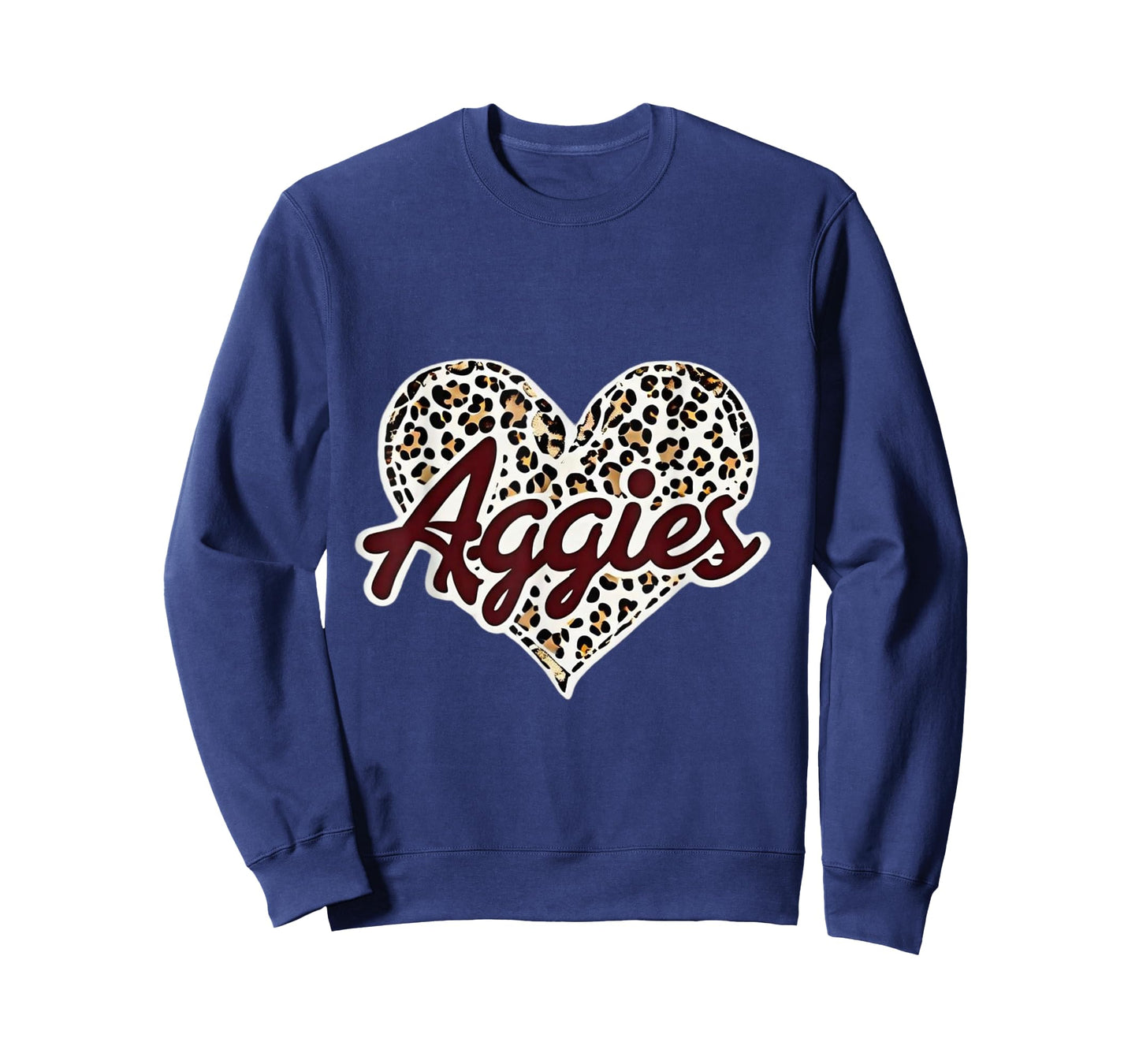 Aggies Love Leopard Heart Fashion Tee for Students T-Shirt