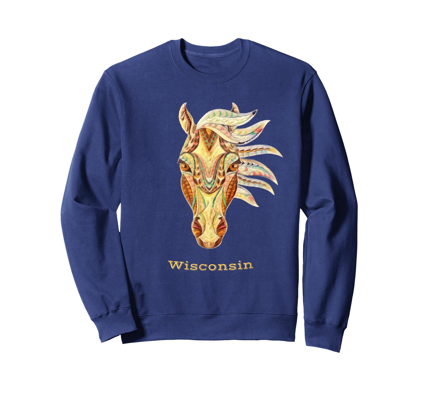 Wisconsin Colorful Horse Tribal Native American Geometric T-Shirt
