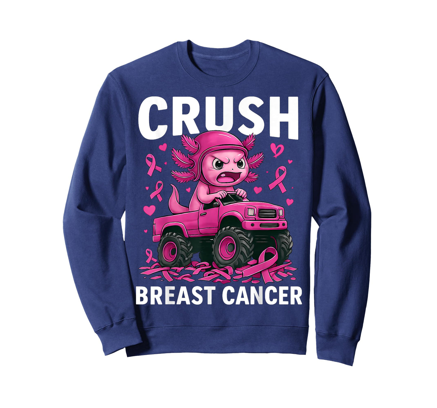 Crush Breast Cancer Awareness Axolotl Truck Toddler Boy Kids T-Shirt