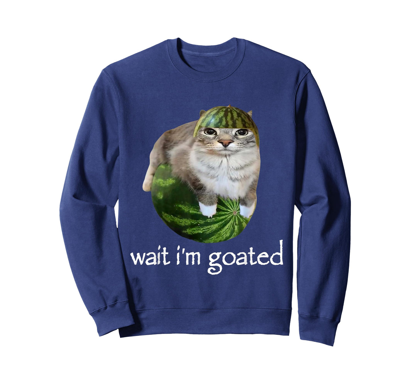 Wait I'm Goated Watermelon Cat Brainrot Silly Staring Cat T-Shirt