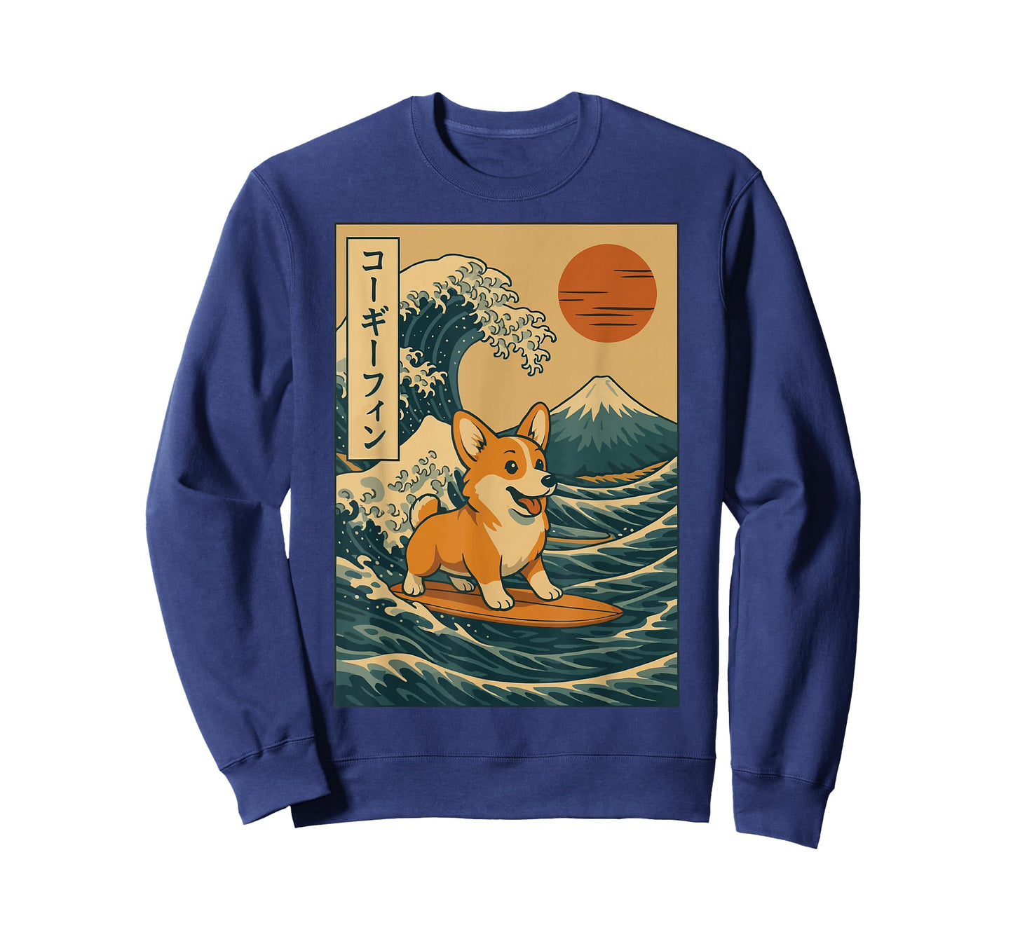 Corgi Surfing Japanese Wave T-Shirt