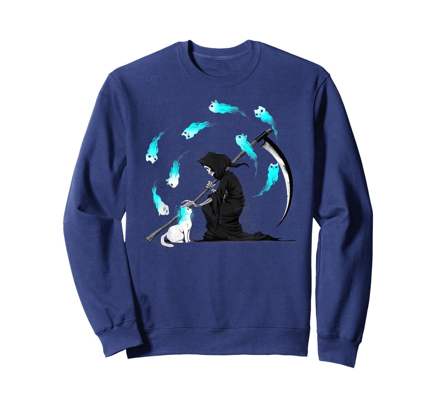 Grim Reaper Recharging Cat 9 Lives Funny Kitten Halloween T-Shirt