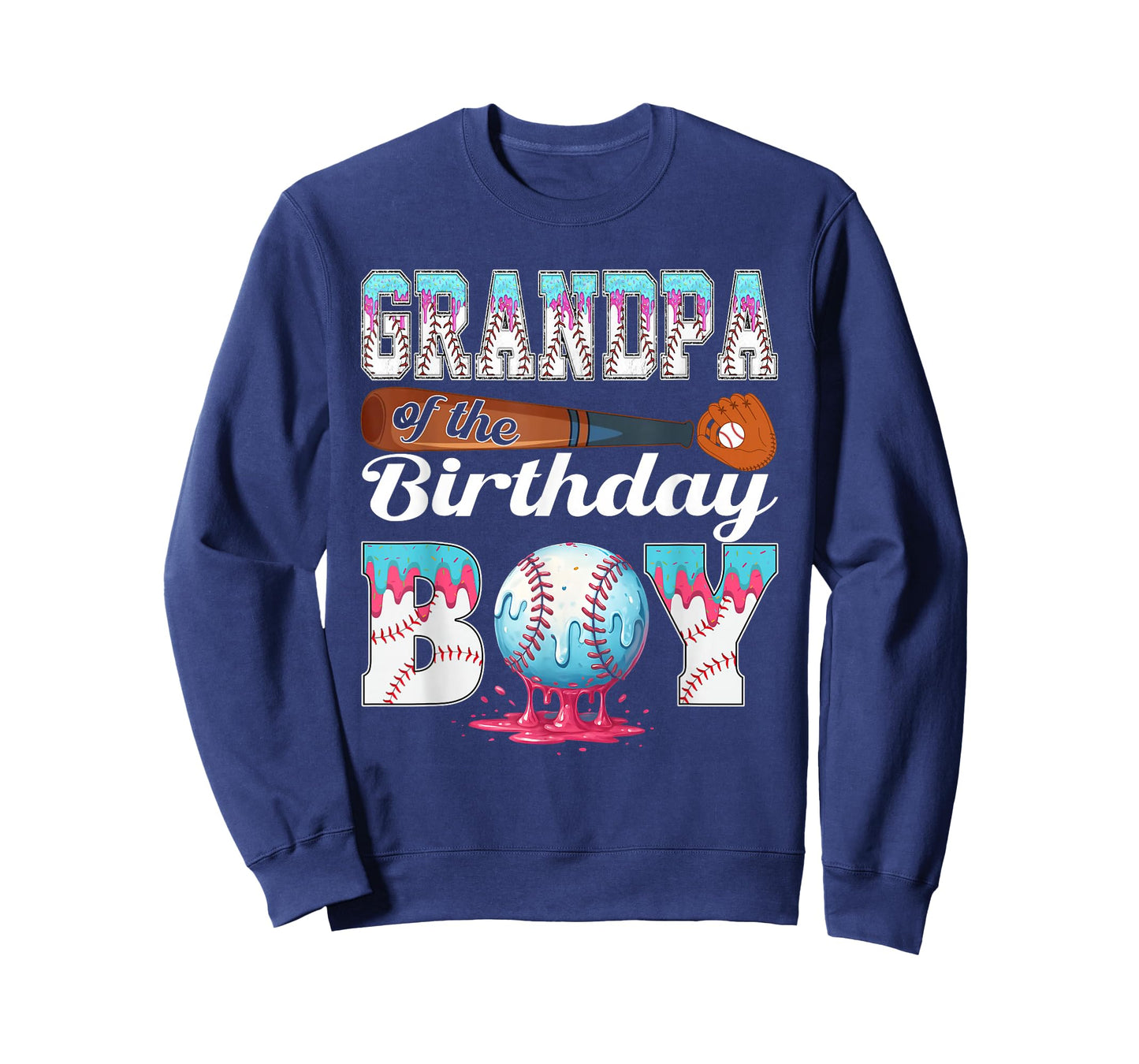 Baseball Ice Cream Drip Grandpa of The Birthday Boy T-Shirt
