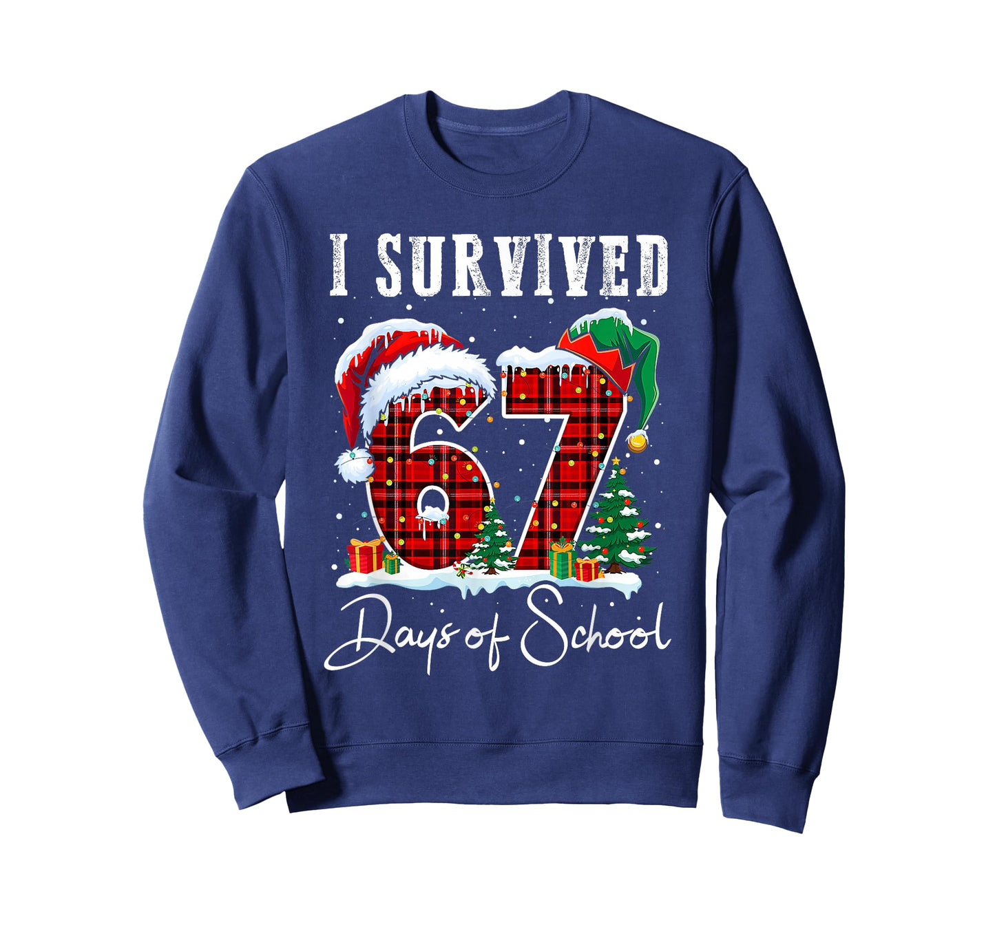 I Survived 67 Days of School Christmas Candy Cane Six Seven T-Shirt