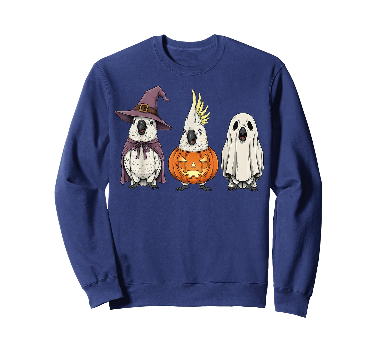 Spooky Ghost White Cockatoo Parrot Lover Pumpkin Halloween T-Shirt