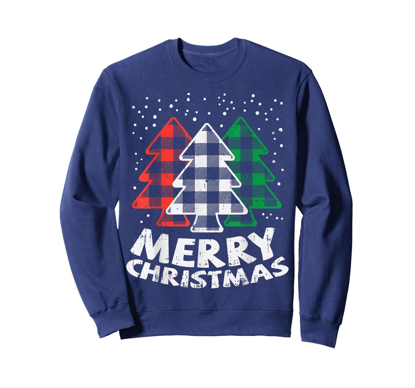 Green White Red Buffalo Plaid Merry Christmas Trees Gift T-Shirt