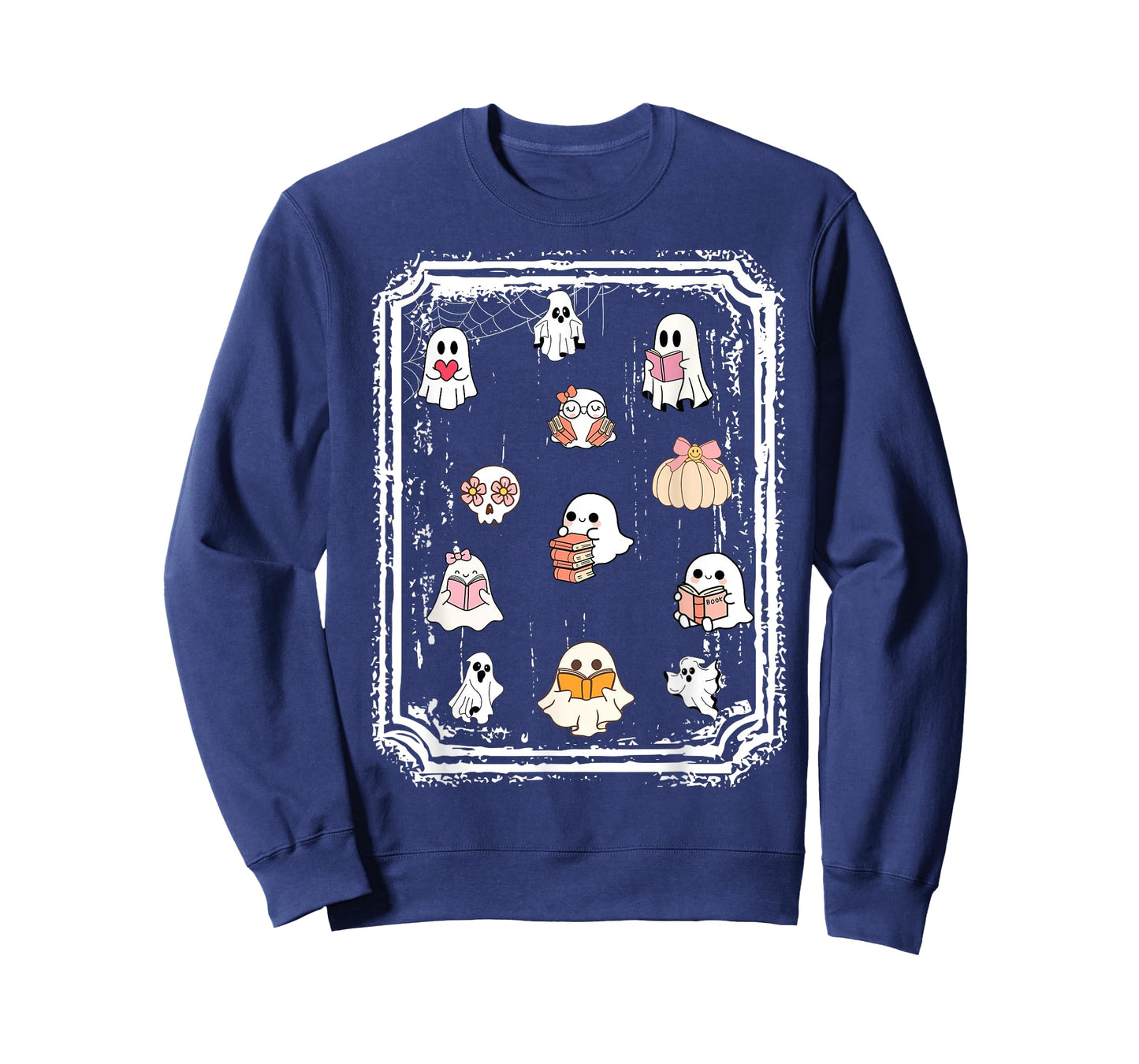 Ghost reading books Halloween vintage postage stamp T-Shirt