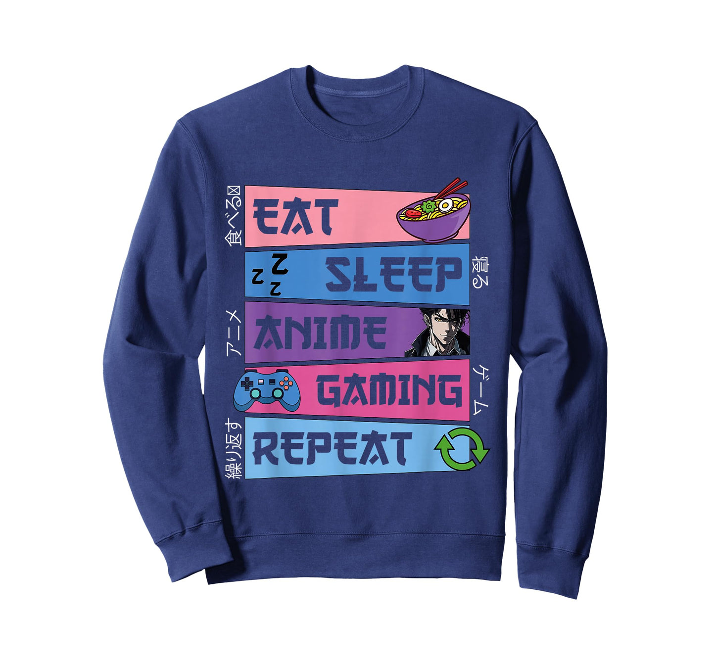 Eat Sleep Anime Gaming Repeat Otaku Anime Manga Gamer T-Shirt