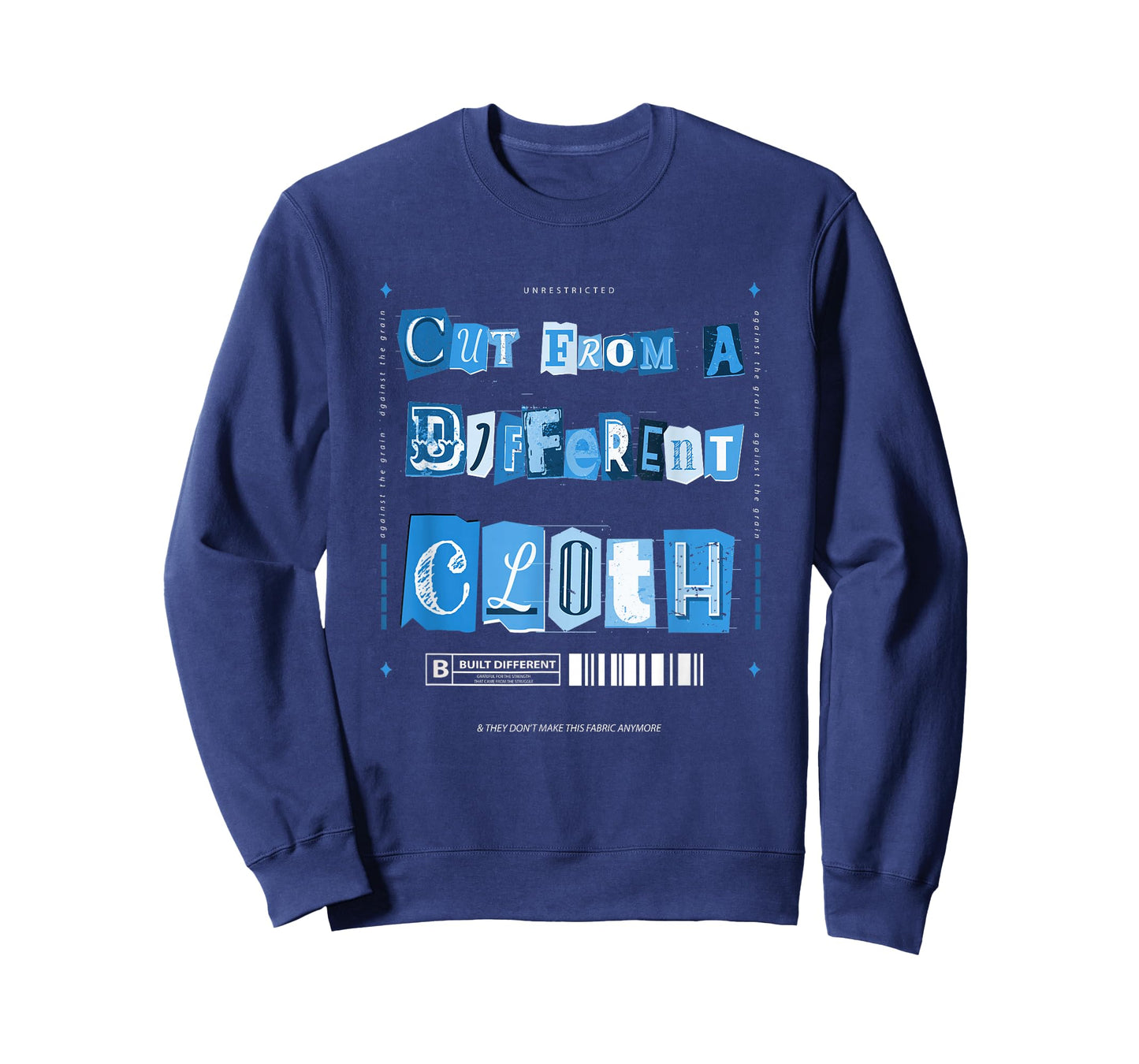 Blue Cut from A Different Cloth Blue Color Graphic T-Shirt