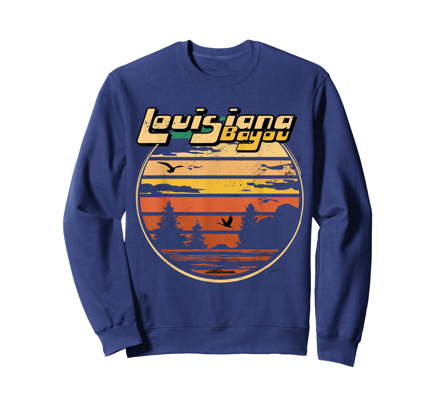 Louisiana Bayou Retro Vintage Distressed Swamp Landscape T-Shirt