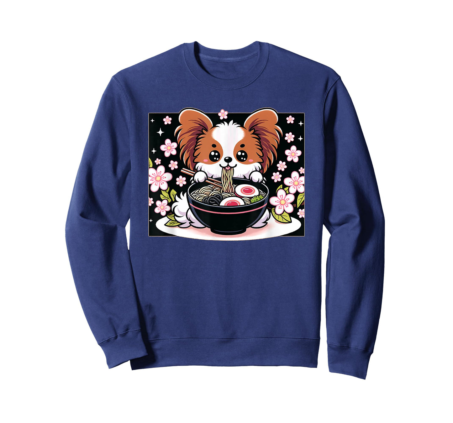 Kawaii Papillon dog Eating Ramen T-Shirt