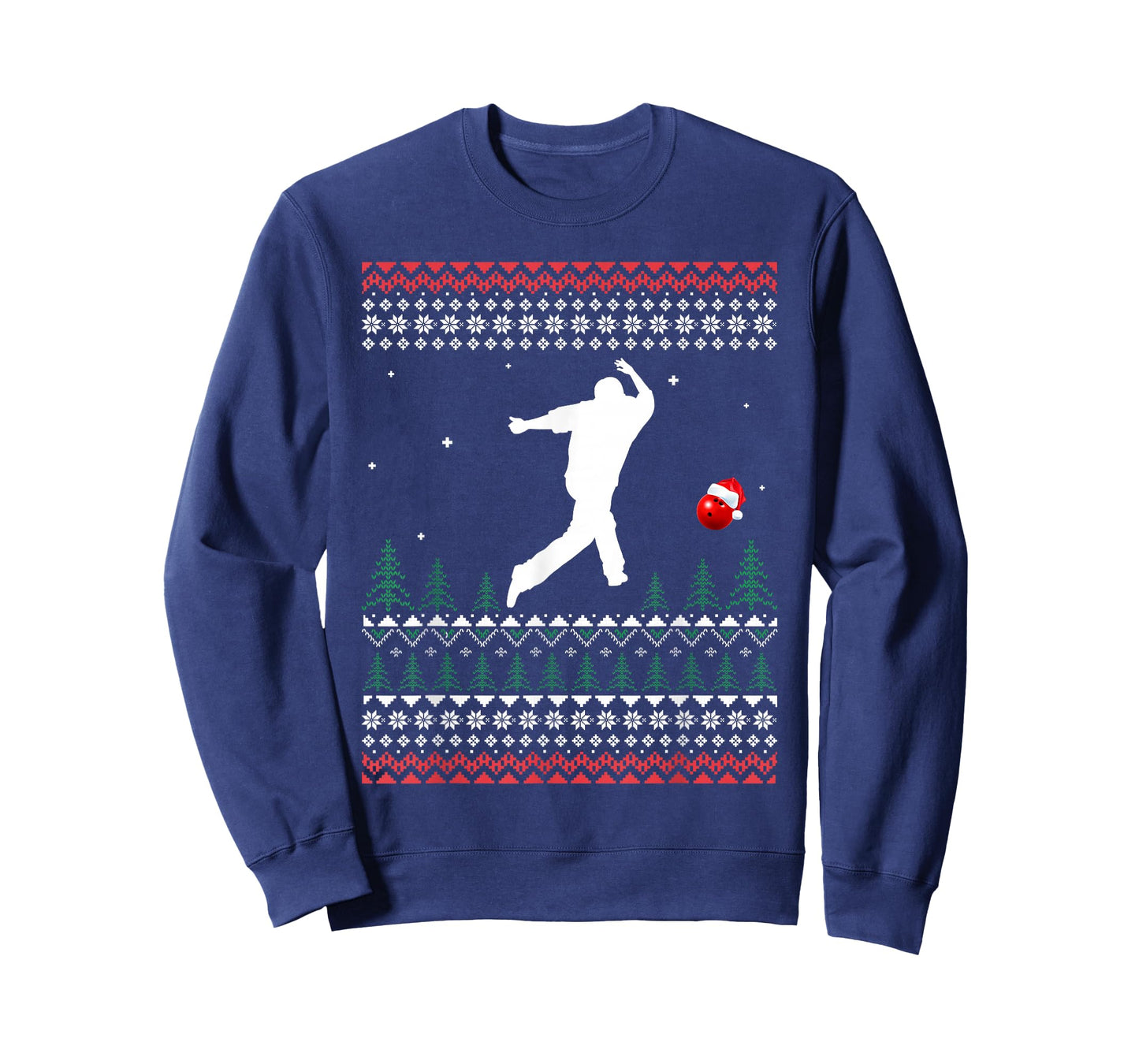 Cute Bowling Player Santa Claus Hat Ugly Christmas Sweater T-Shirt