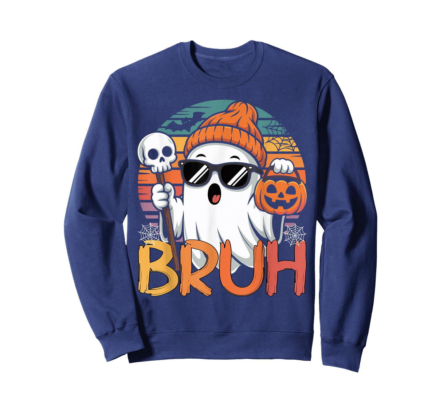 Bruh Ghost Halloween Toddler Vintage Halloween Boys Kids Men T-Shirt