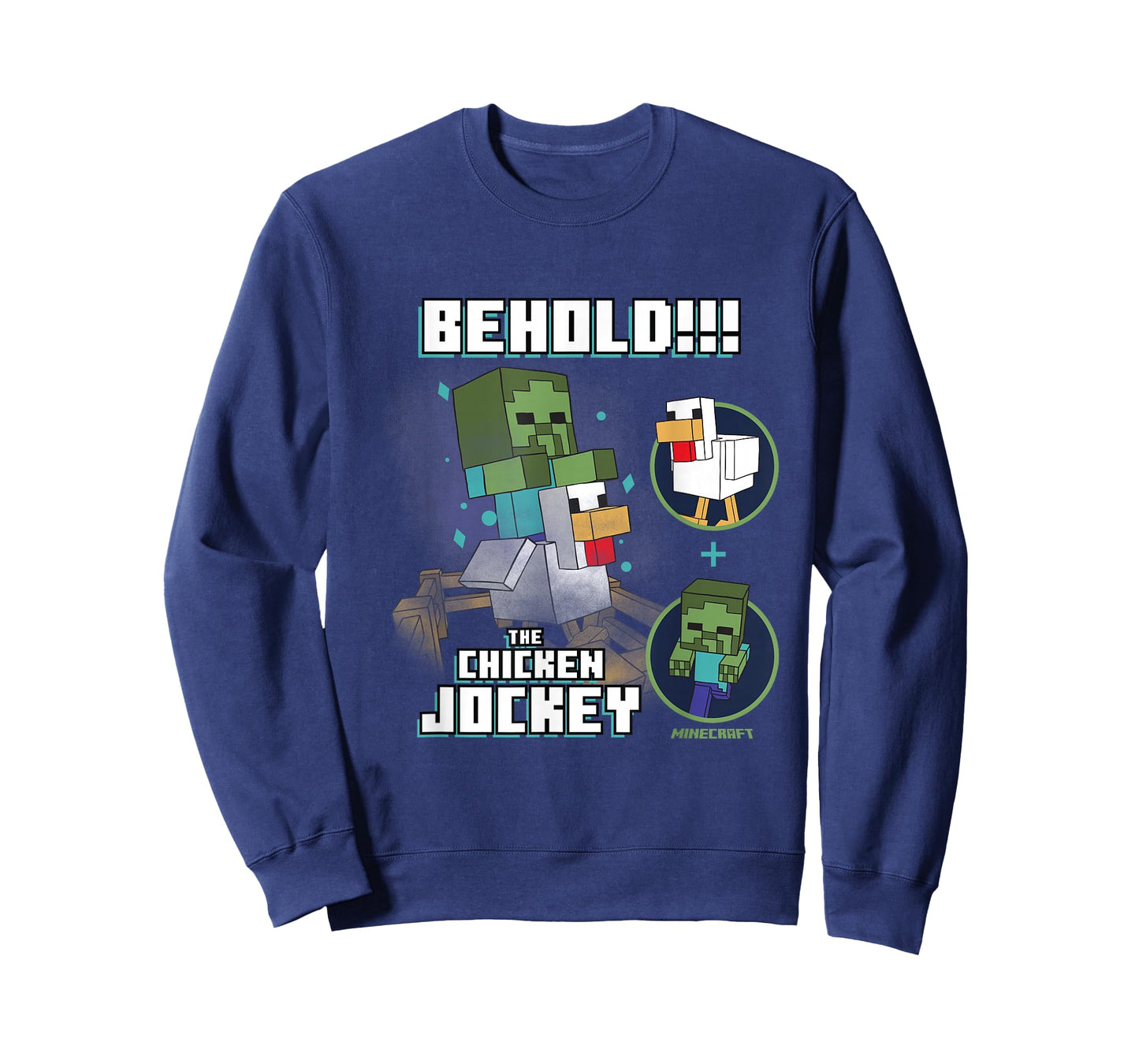 Minecraft Behold The Chicken Jockey Zombie on Chicken Design T-Shirt