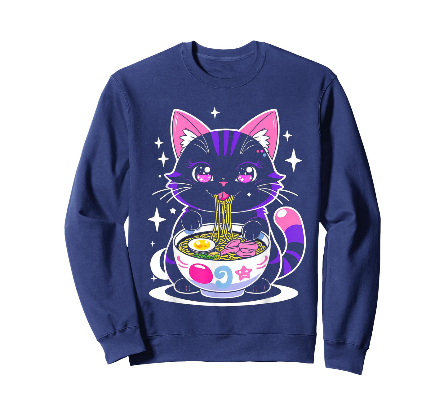 Kawaii Cat Eating Ramen Cat Japanese Funny Cat Anime Noodles T-Shirt
