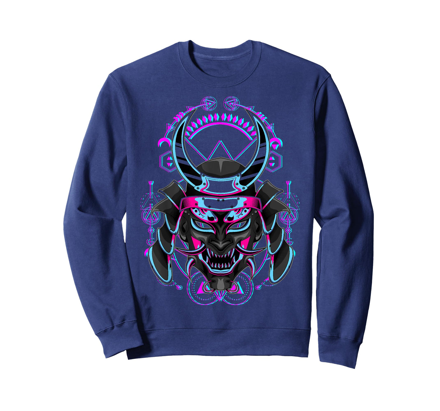 Japanese Demon Samurai Oni Face Mask Glitch T-Shirt