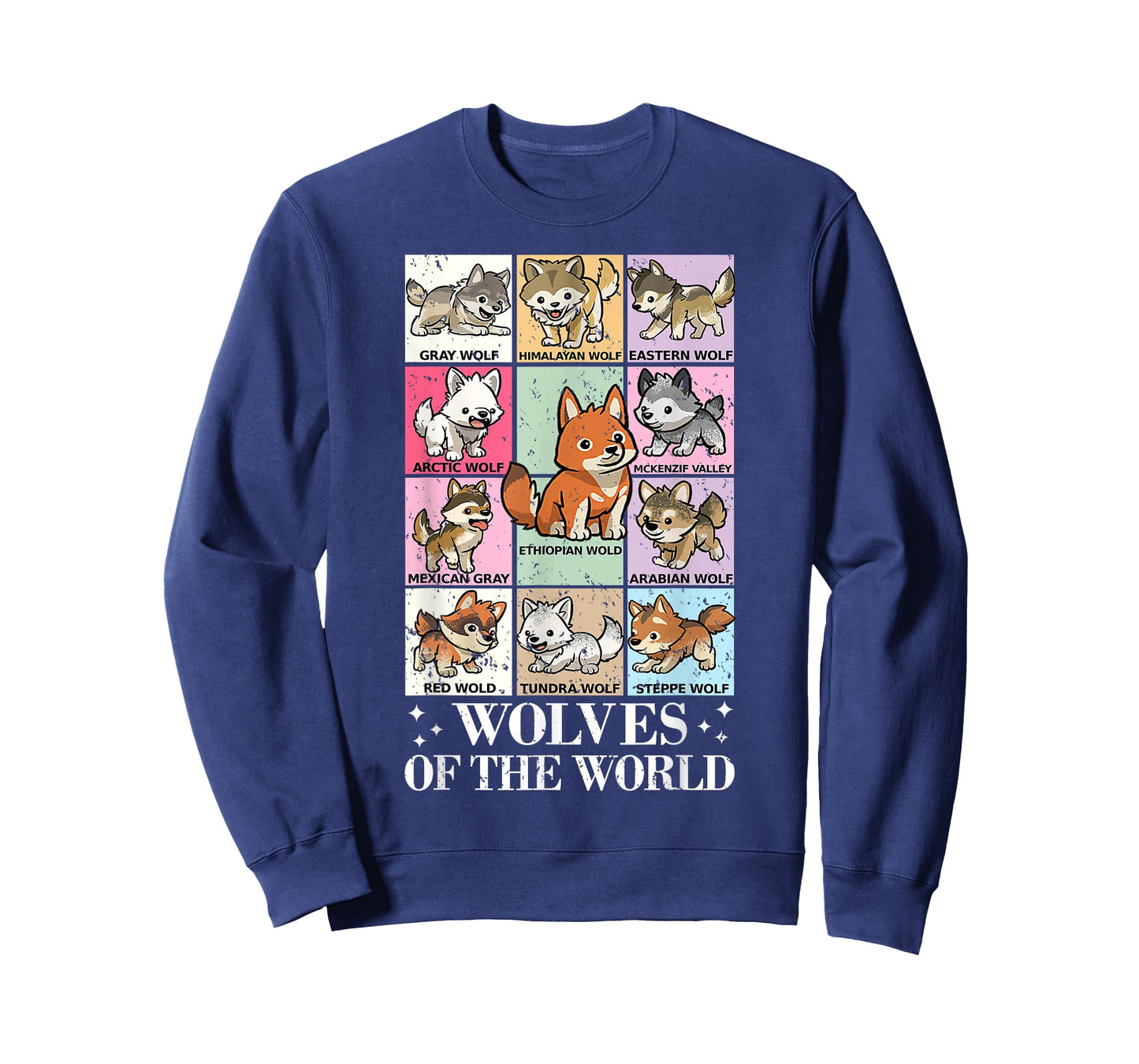Wolves of the World Chibi Anime Graphic Wolf Animals Lover T-Shirt