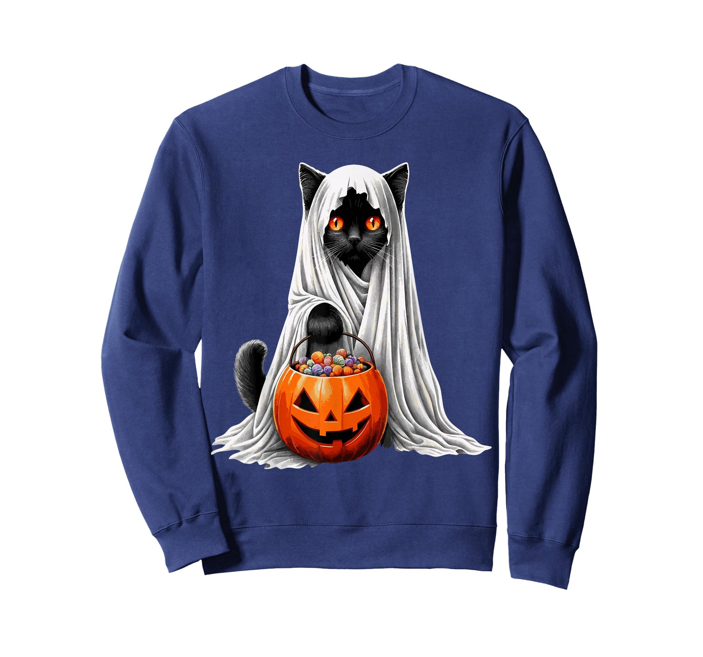 Halloween Black Cat Ghost Costume Pumpkin T-Shirt