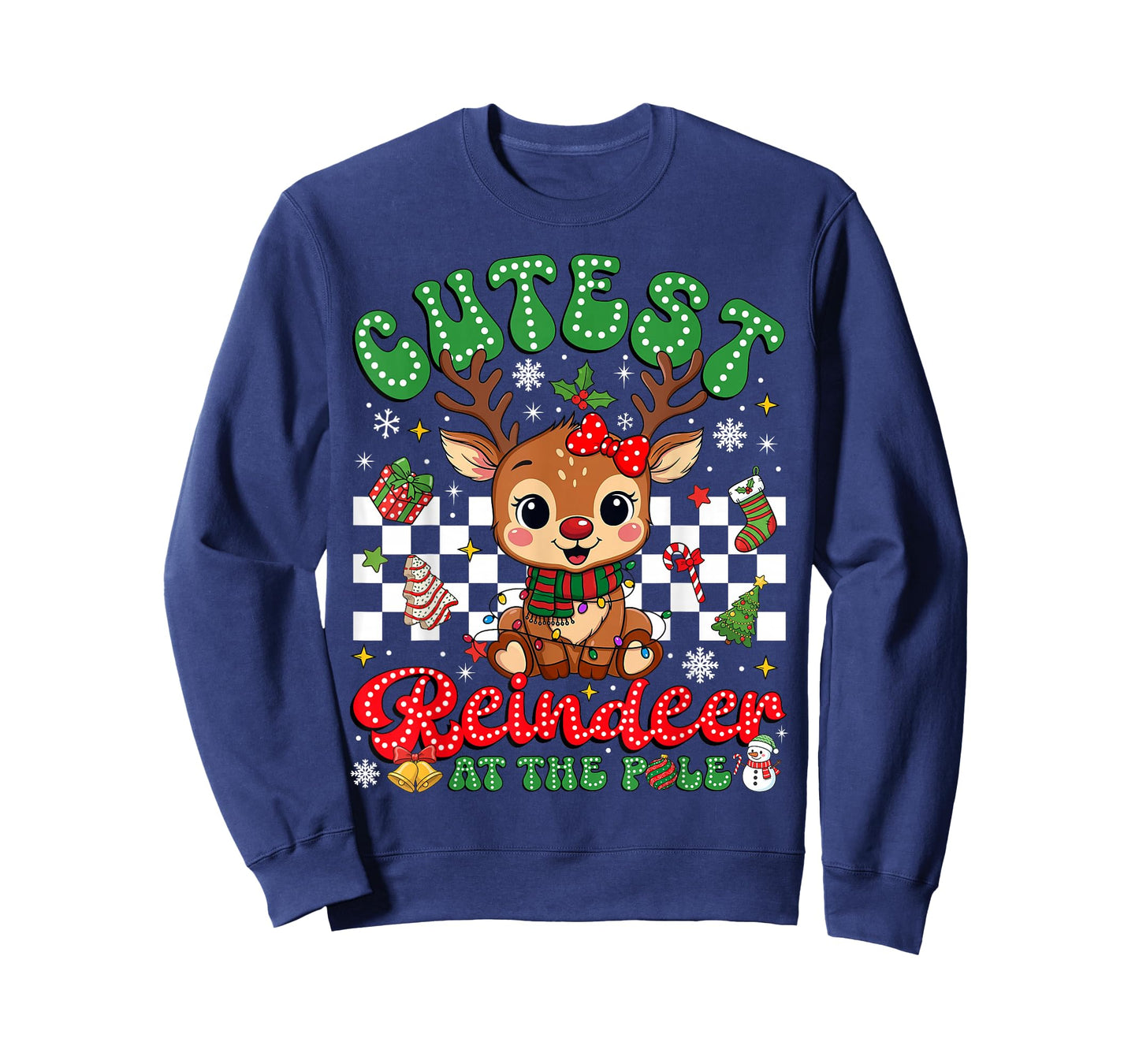 Cutest Reindeer at The Pole North Pole Christmas Girls Kids T-Shirt