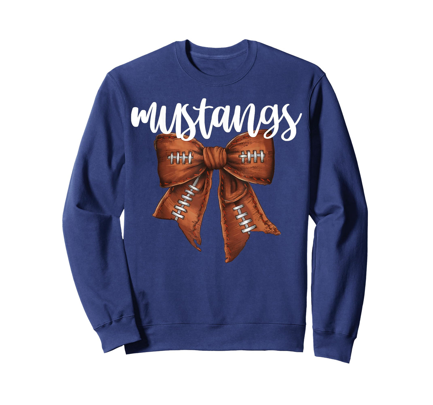 Mustangs Football Bow School Spirit Team Mascot Game Night T-Shirt