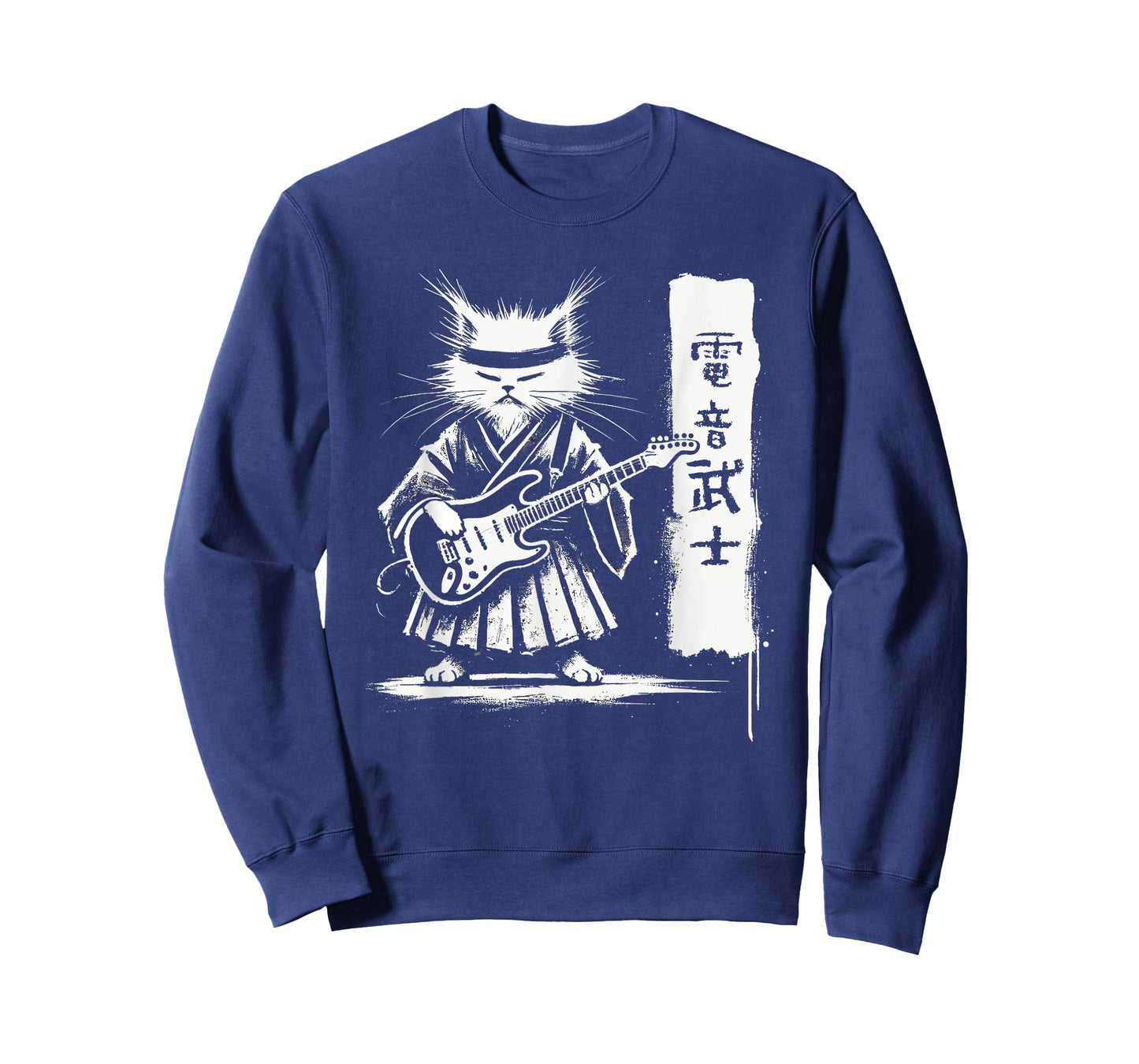 Samurai Japanese Kawaii Rock Music Men Kids Women Cat Guitar T-Shirt