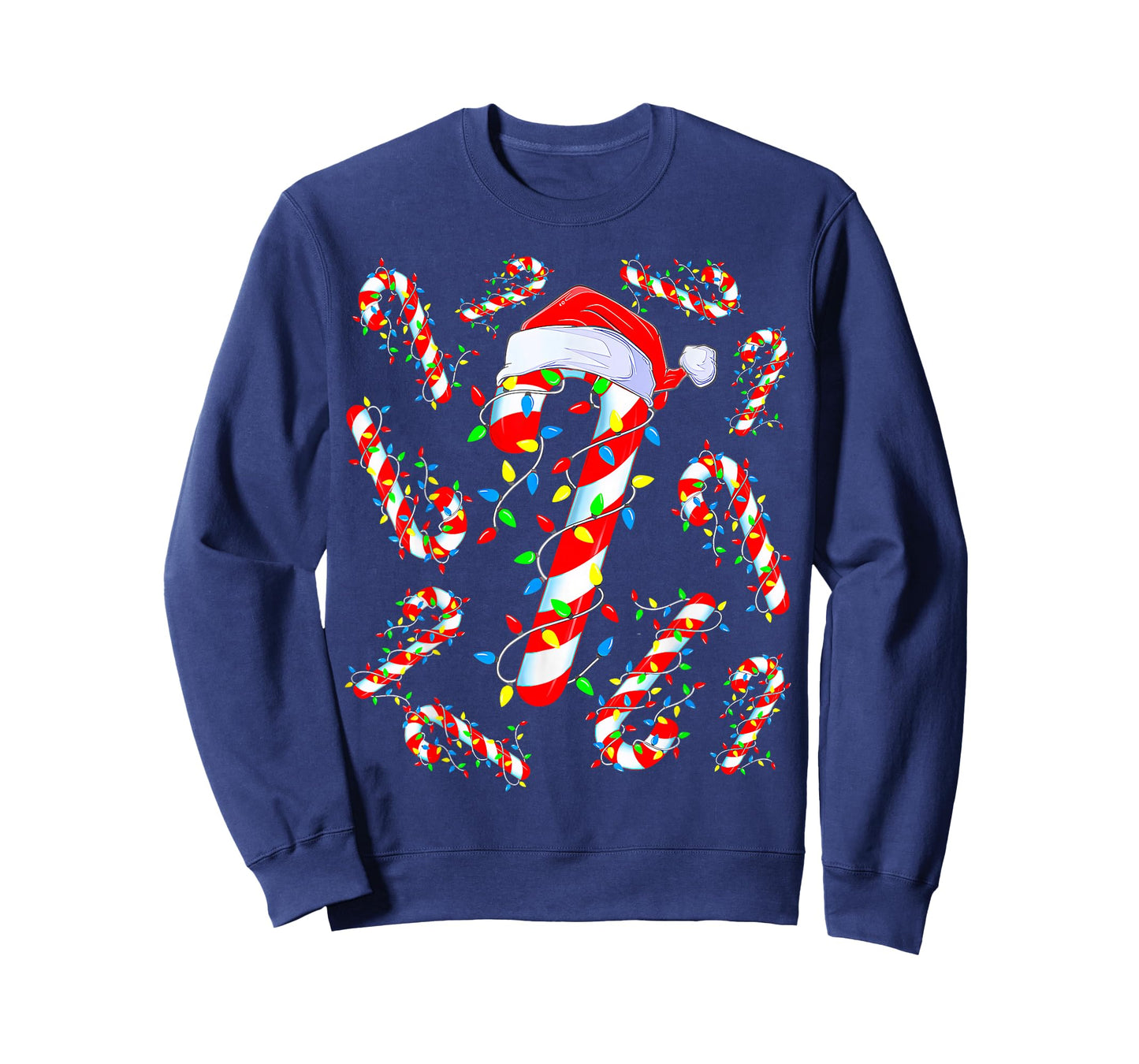 Candy Cane Crew Red and White Santa Funny Christmas Lights T-Shirt
