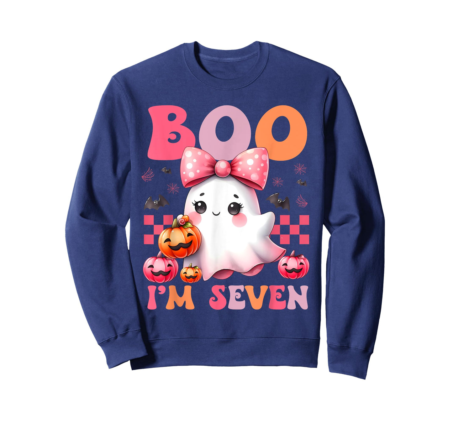 Boo I'm Seven Ghost Seventh 7th Birthday Halloween Girls T-Shirt