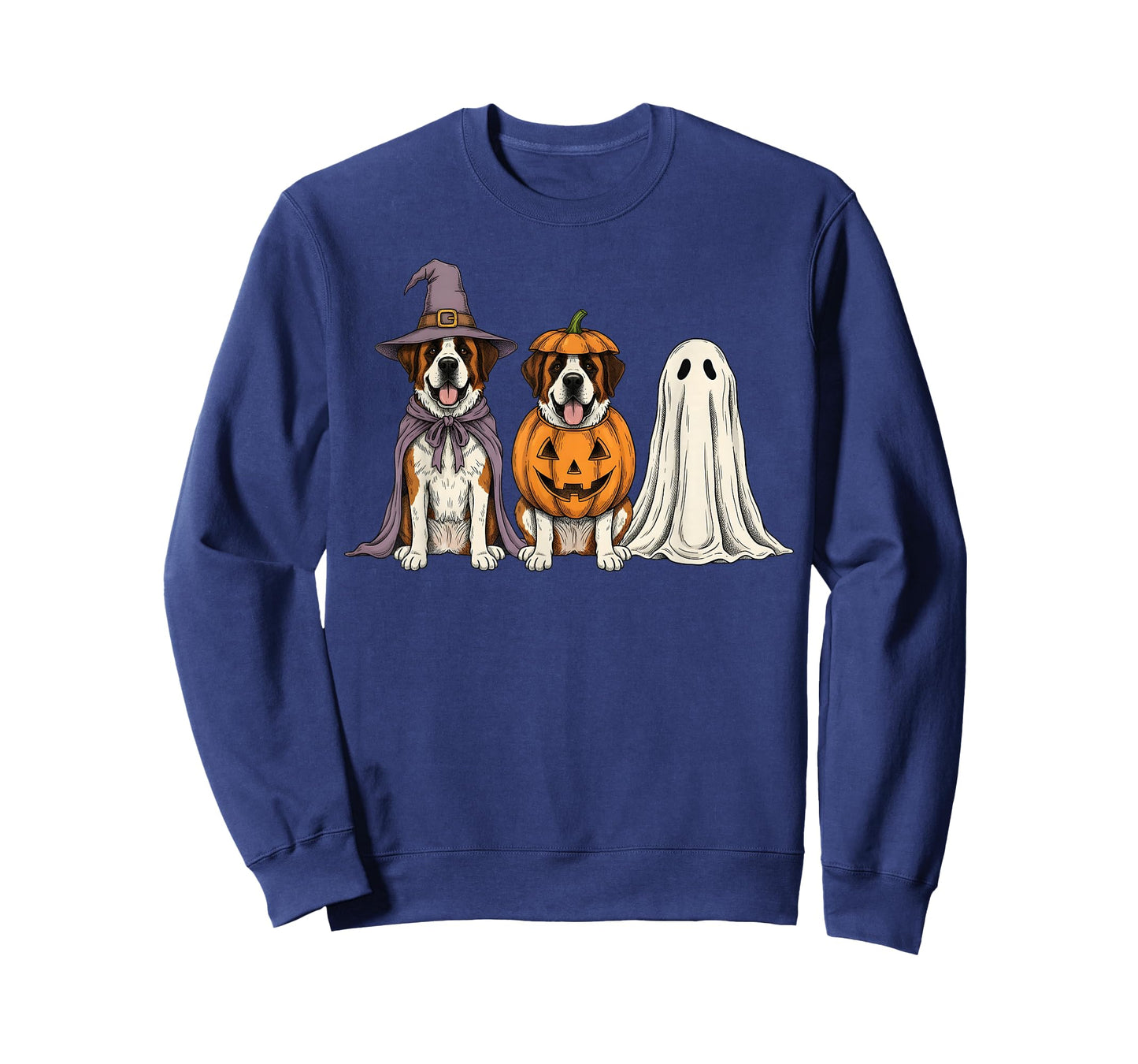 Spooky Ghost Saint Bernard Pumpkin Halloween Dog Lover T-Shirt