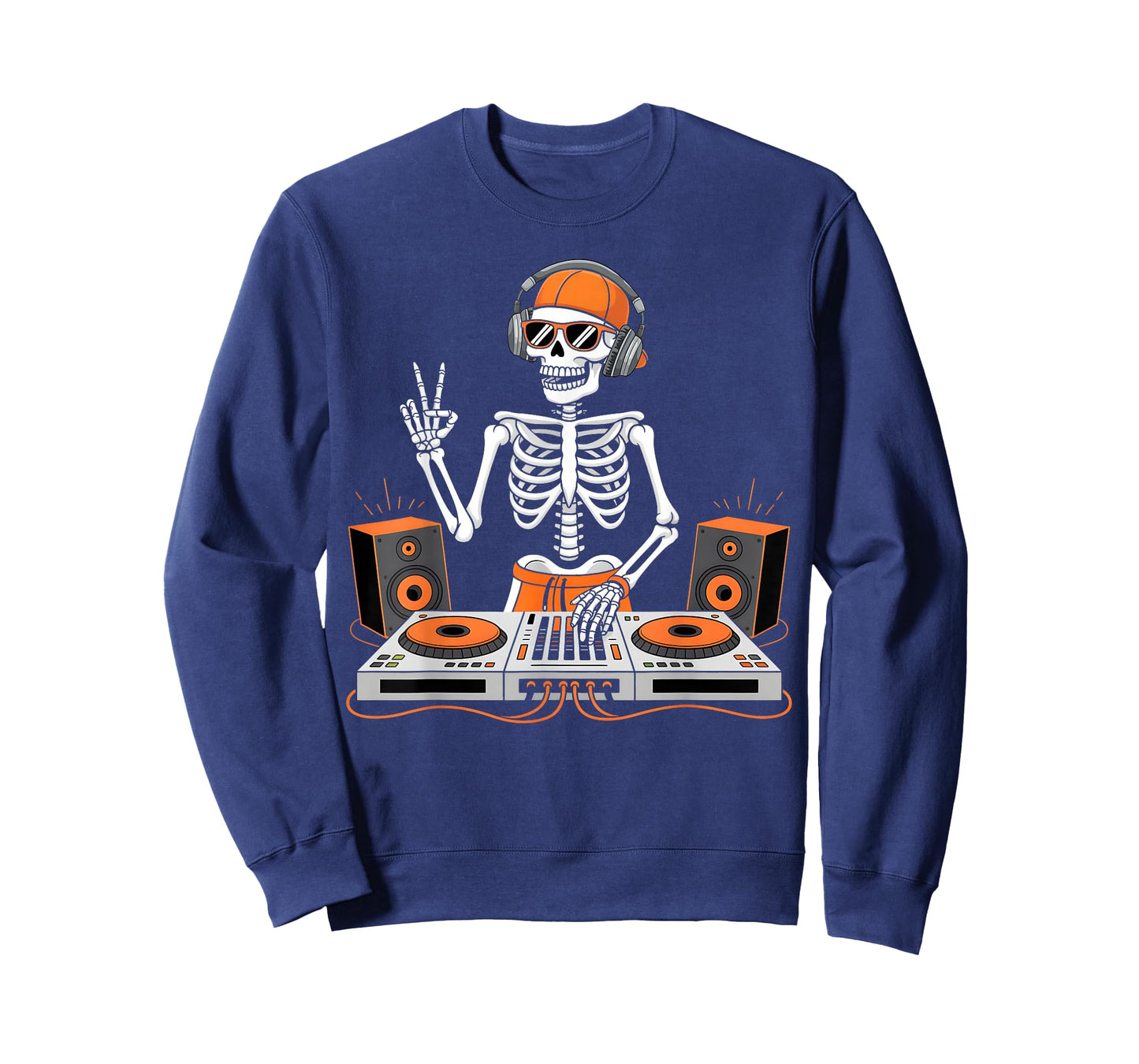 Funny Skeleton DJ Halloween Costume Turntable Music Men Boys T-Shirt