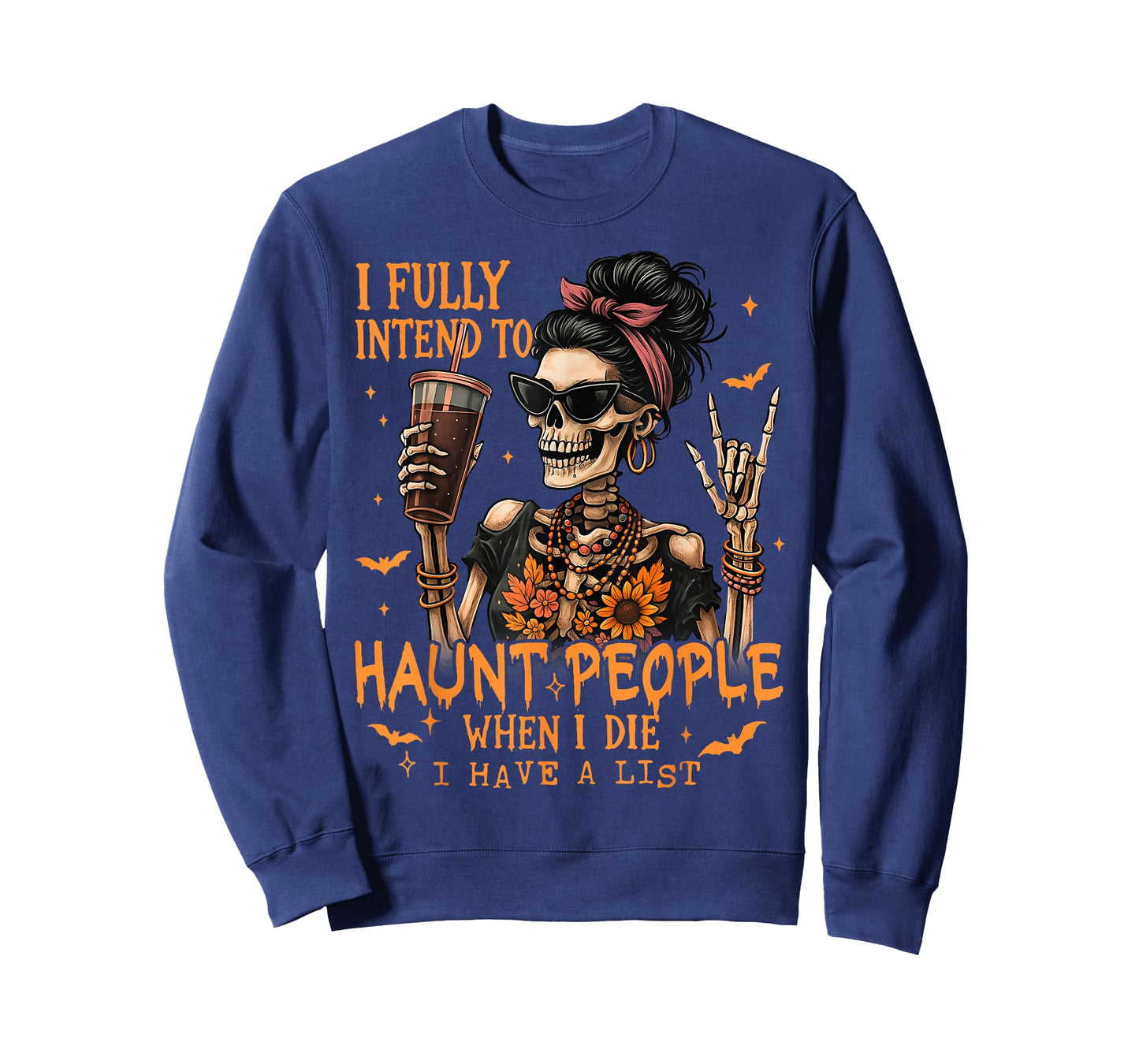 I Fully Intend to Haunt People When I Die Skeleton Messy Bun T-Shirt