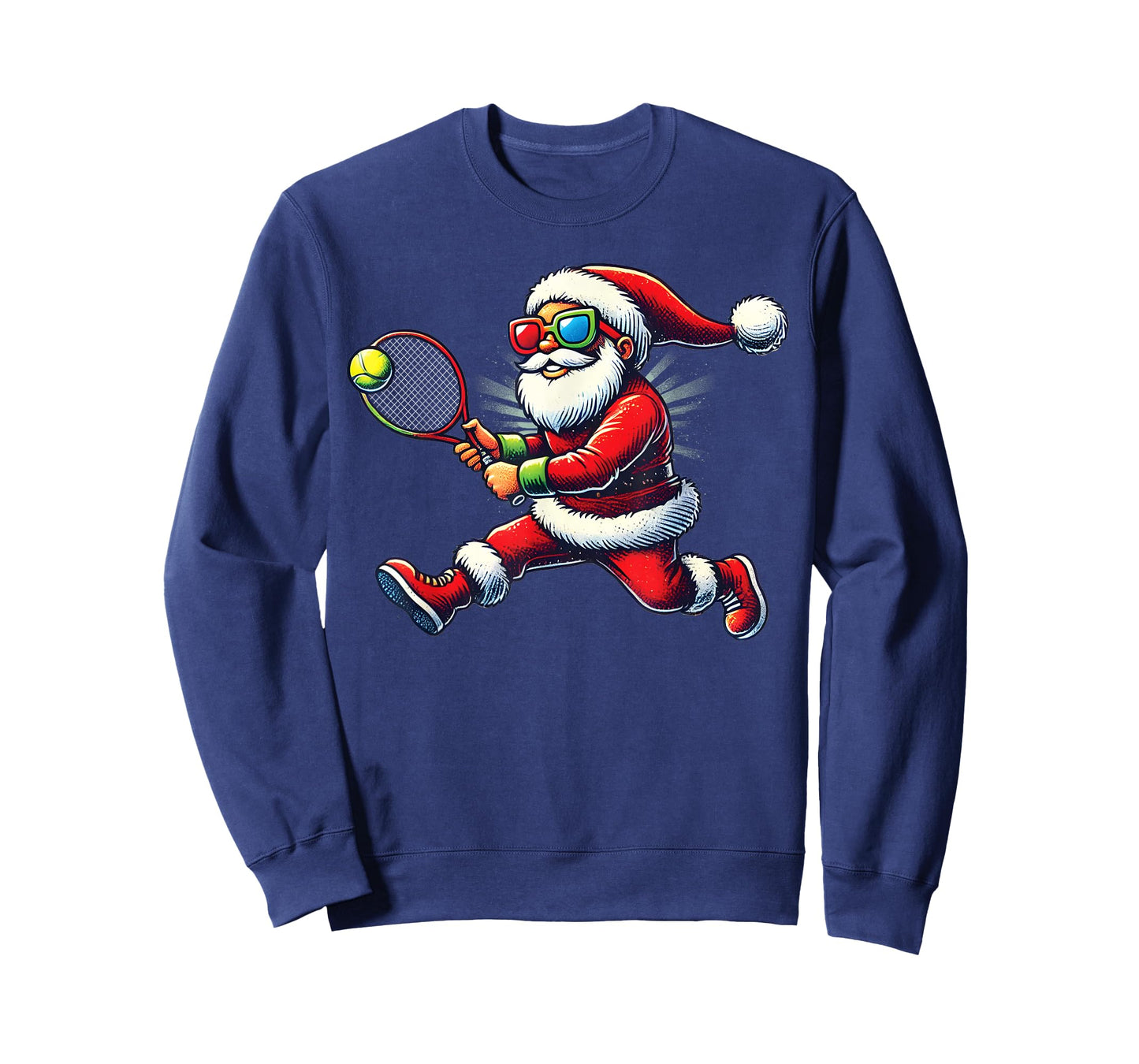 Santa Claus Playing Tennis Game Tennis Racket Christmas T-Shirt