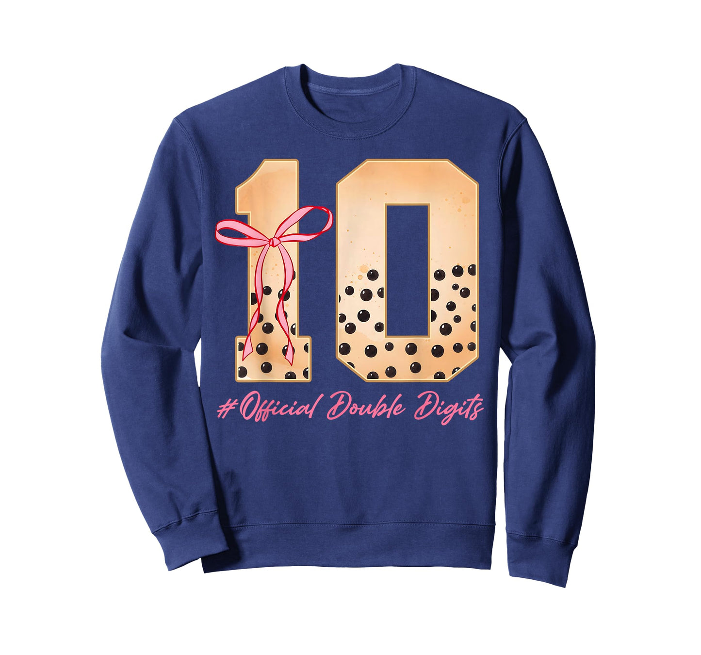10th Birthday Girl Pink Coquette Bow Bubble Boba Tea Party T-Shirt