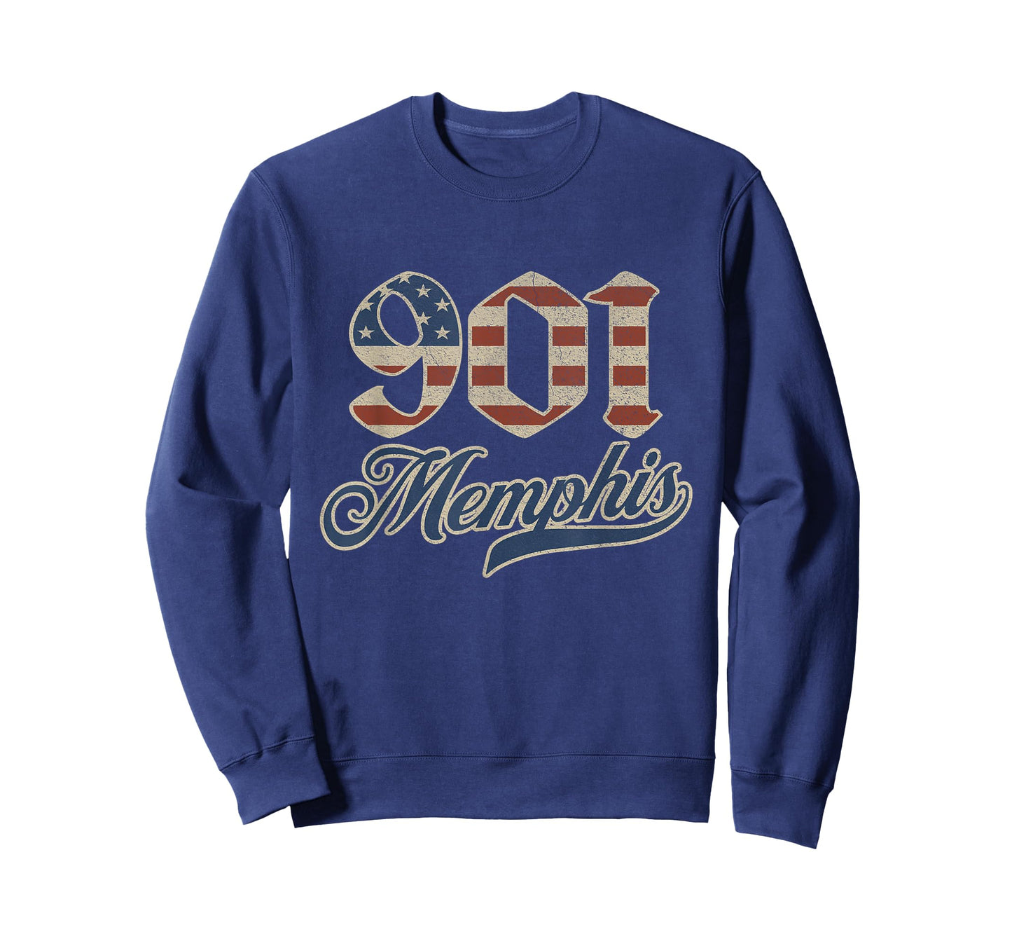 Vintage Memphis 901 Area Code Patriot USA American Flag T-Shirt