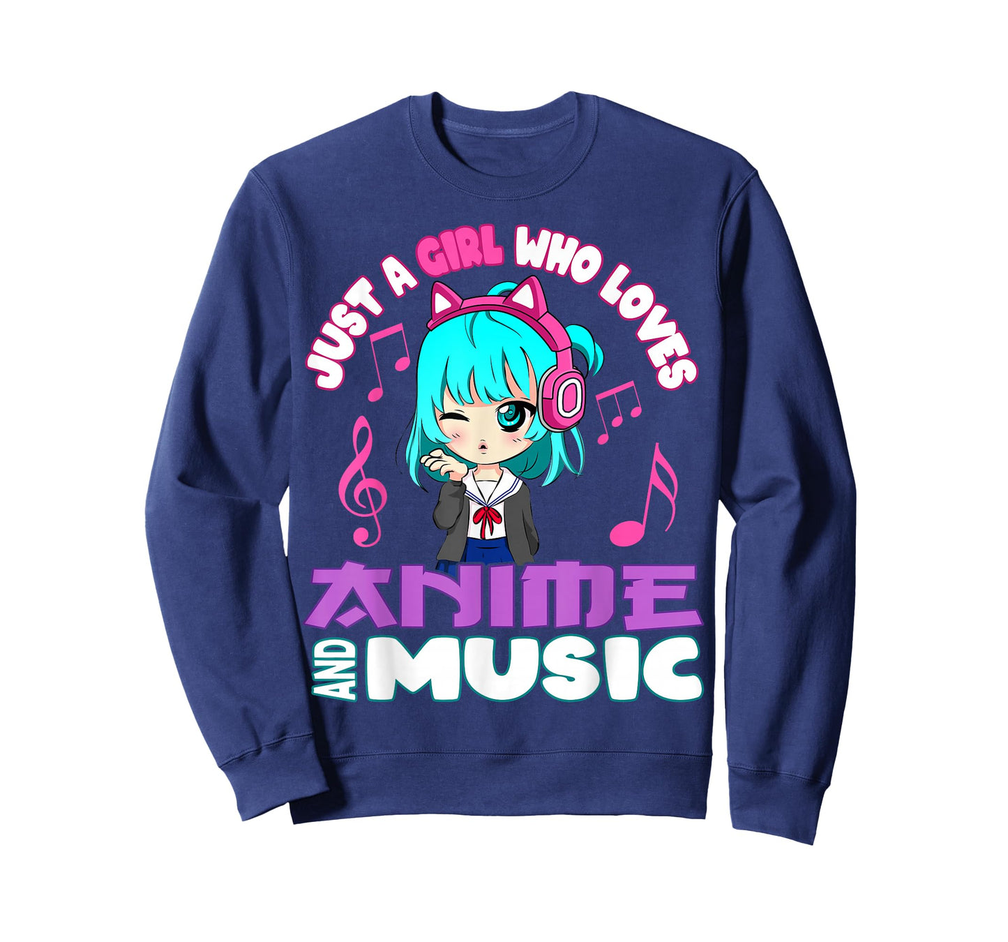 just a girl who loves anime and music funny chibi graphic T-Shirt