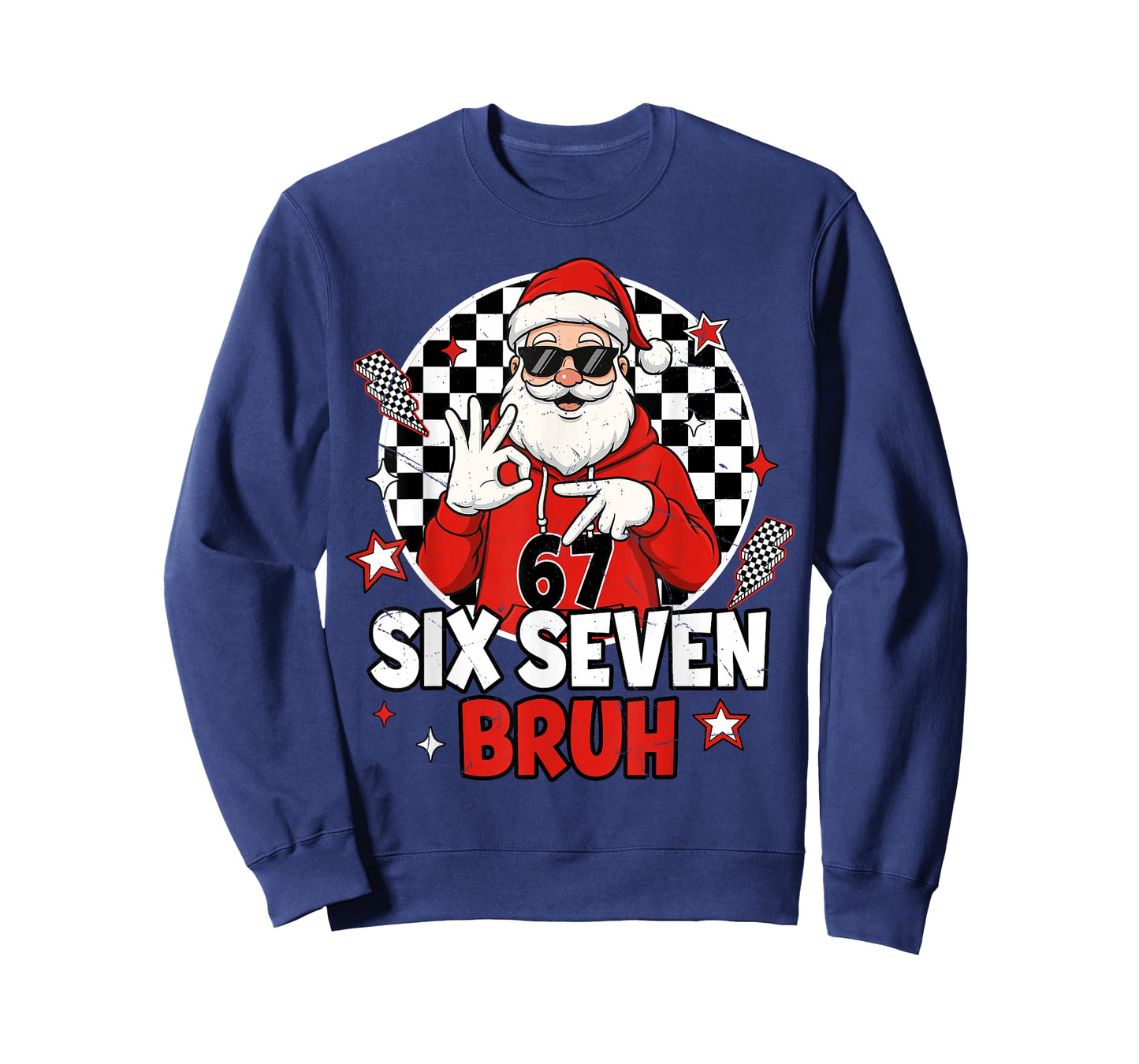 Funny 67 Meme Six Seven Christmas Bruh Santa Kids Boys Men T-Shirt