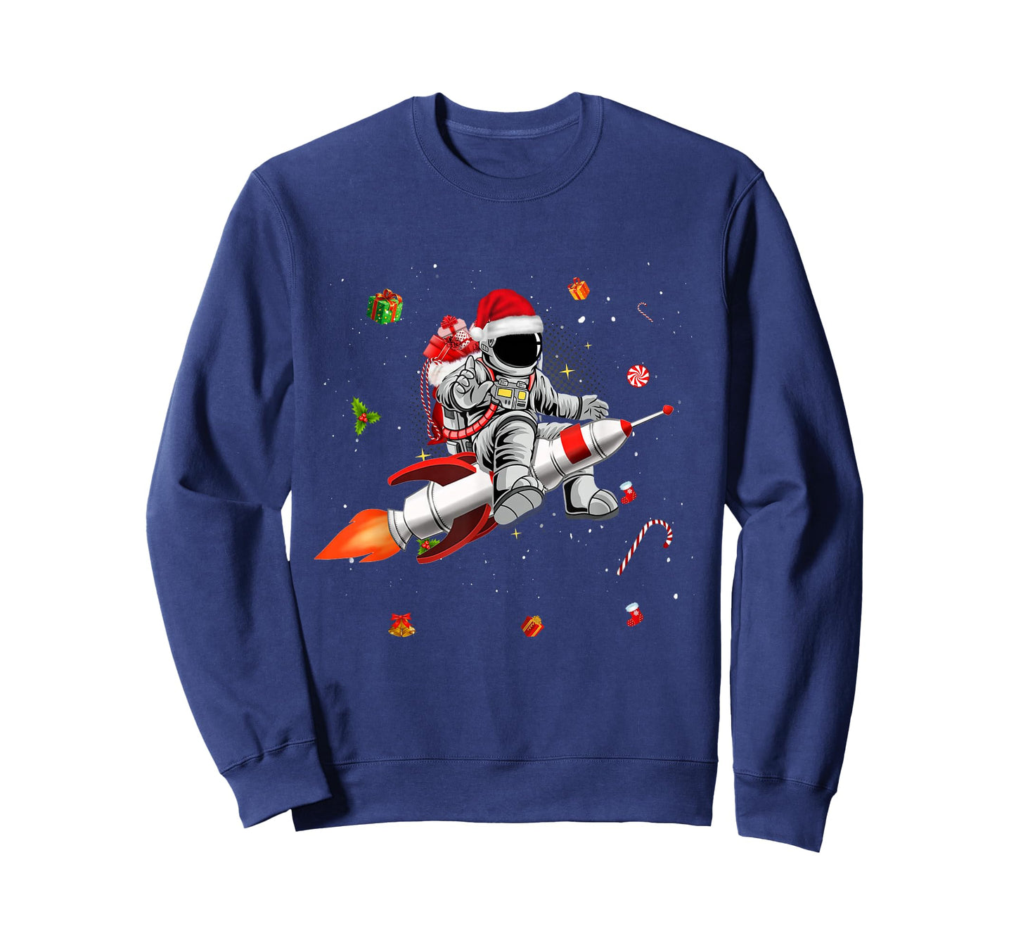 Astronaut Santa Riding Rocket Ship Planets Space Moon Galaxy T-Shirt